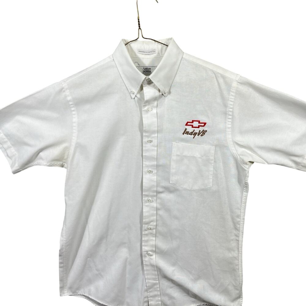 VTG 1990’s Chevy Indy V8 Crew Shirt Size Medium/ 16/ Arrow Dover‎ \White Brown